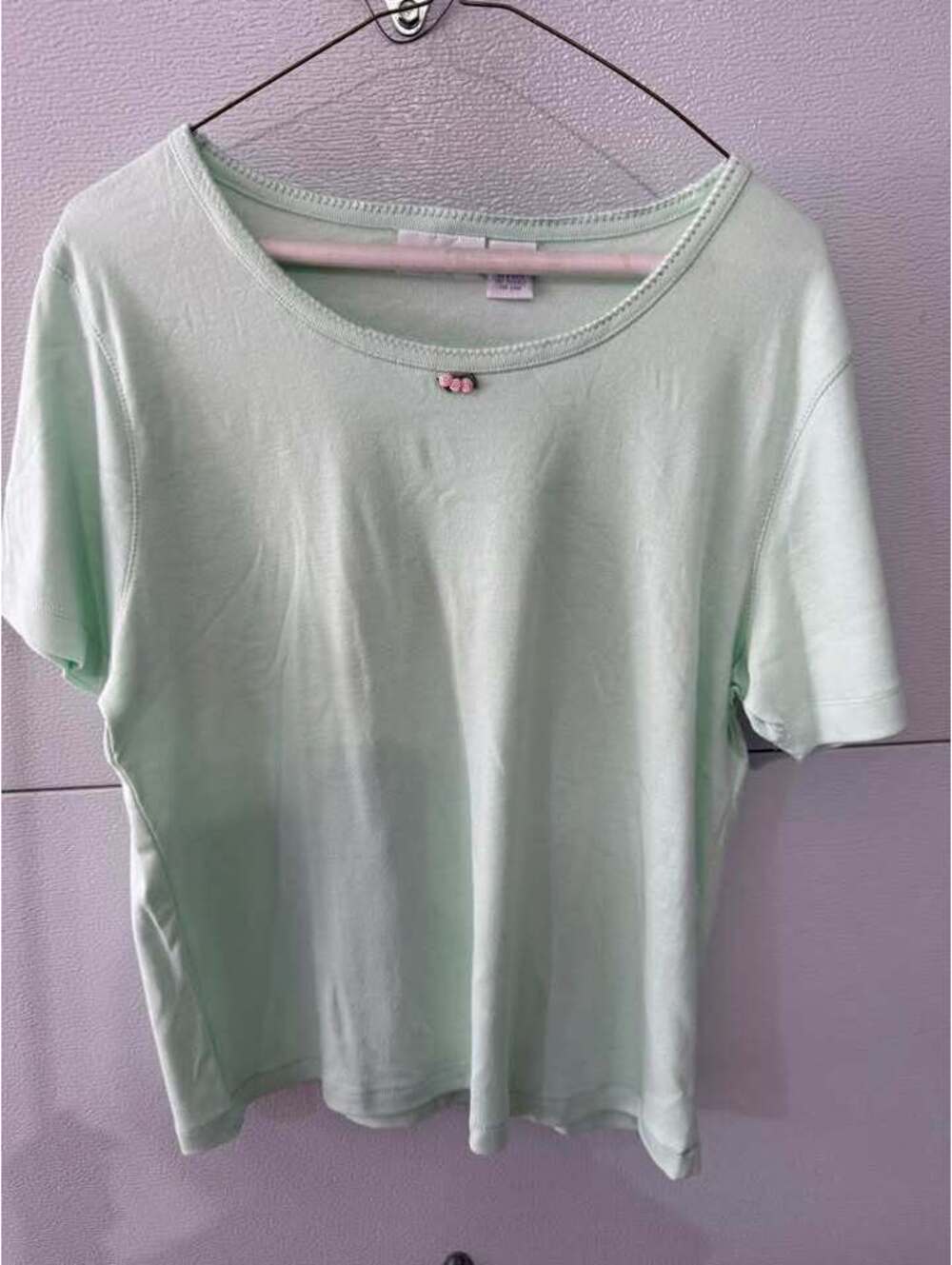 Vintage Mint Green Cotton T-Shirt Size L 14/16